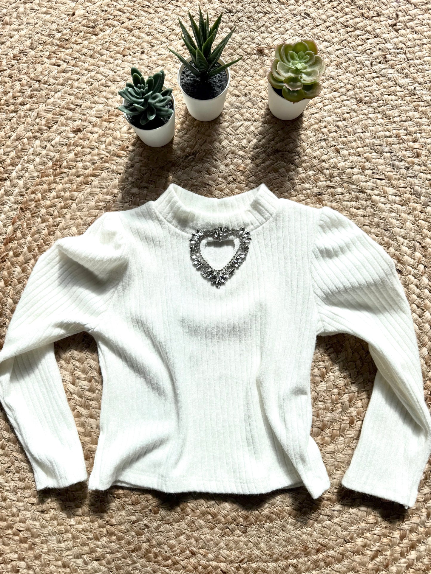 Pull fin à cœur en strass