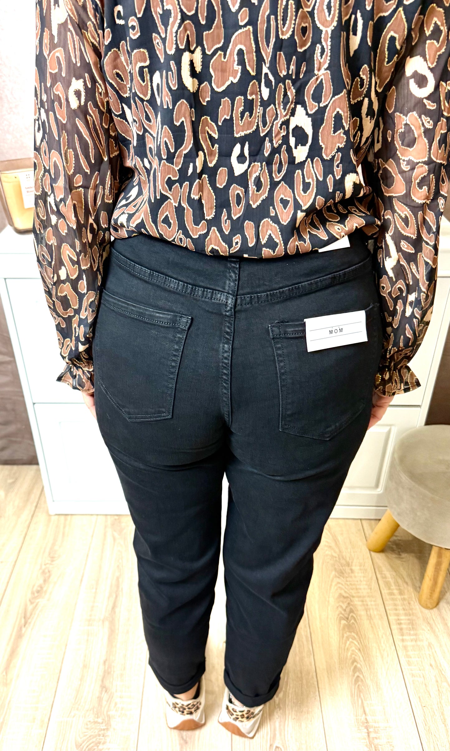 Jean Mom taille haute en matière extensible