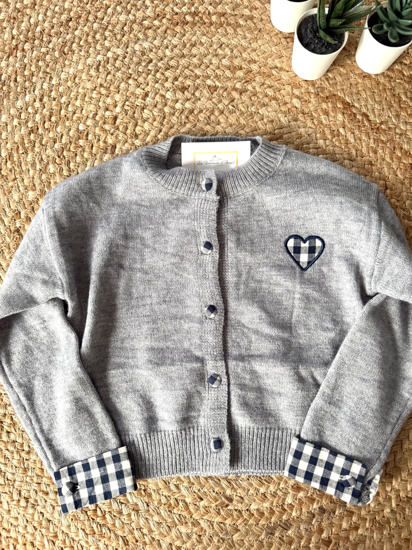 Gilet Uni avec Imprimé Vichy