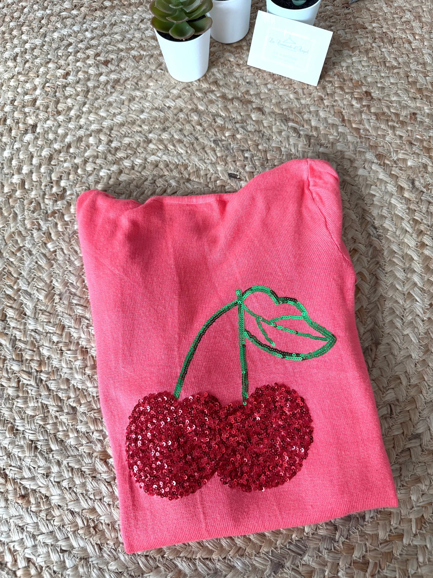 Pull Fin à Capuche Cerise