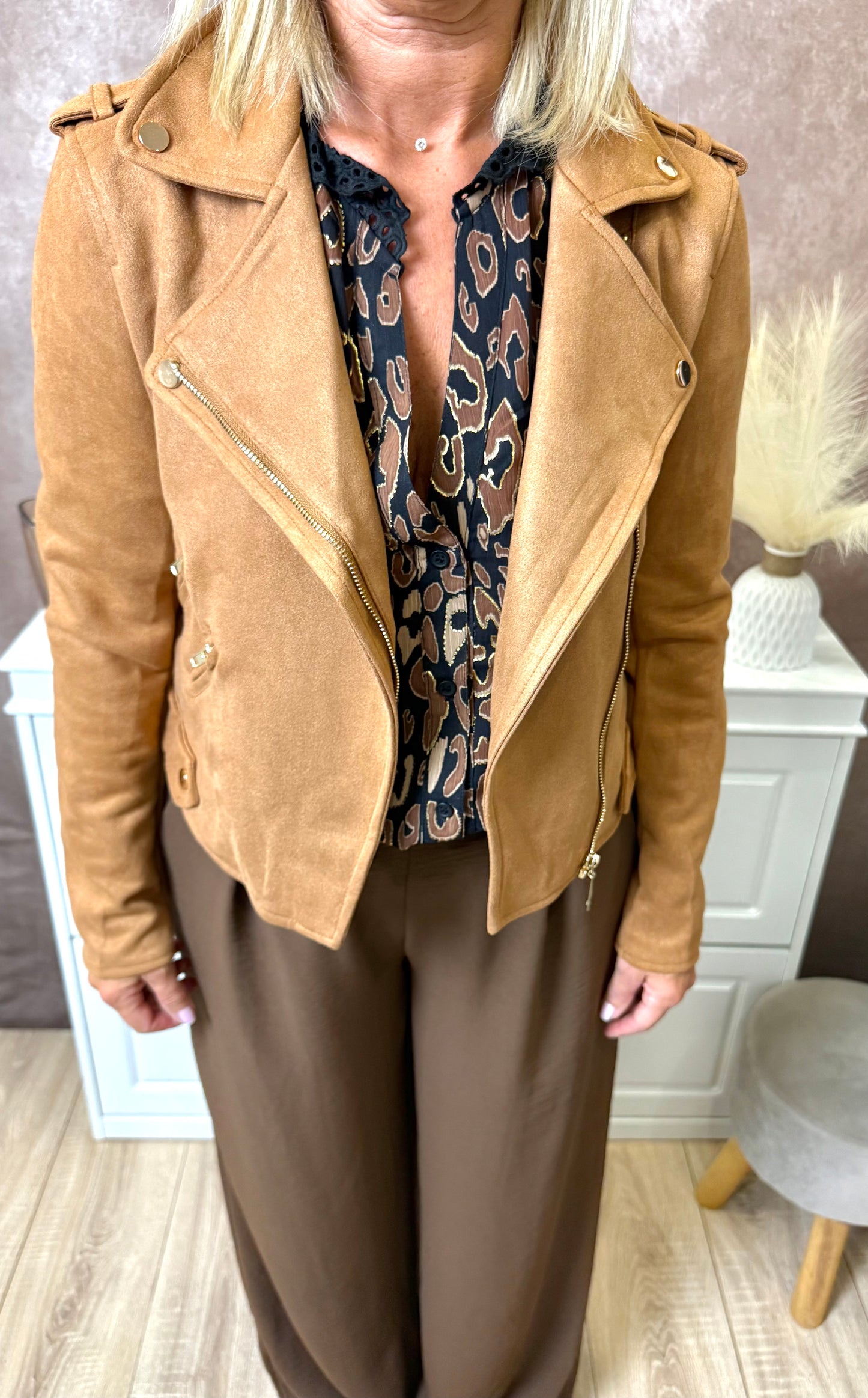 Blazer camel en suédine