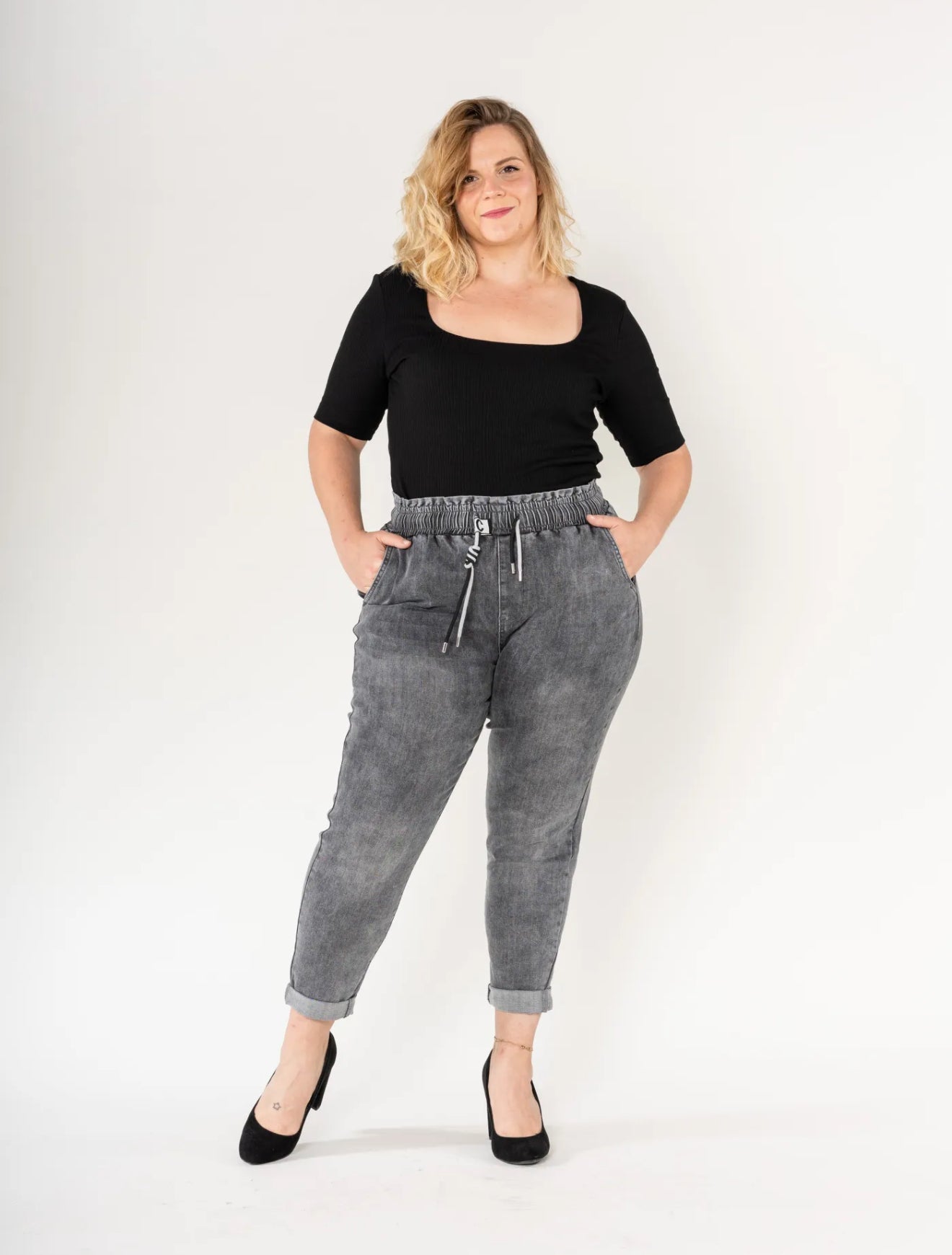 Jean jog taille élastique avec cordon