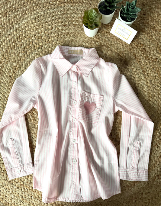 Chemise Rose Rayée Cœur