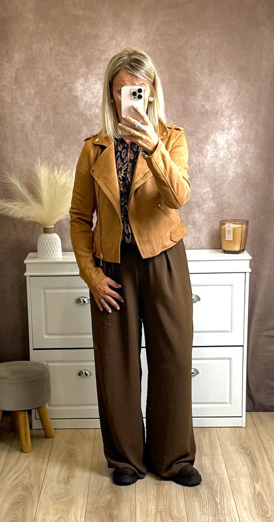 Blazer camel en suédine