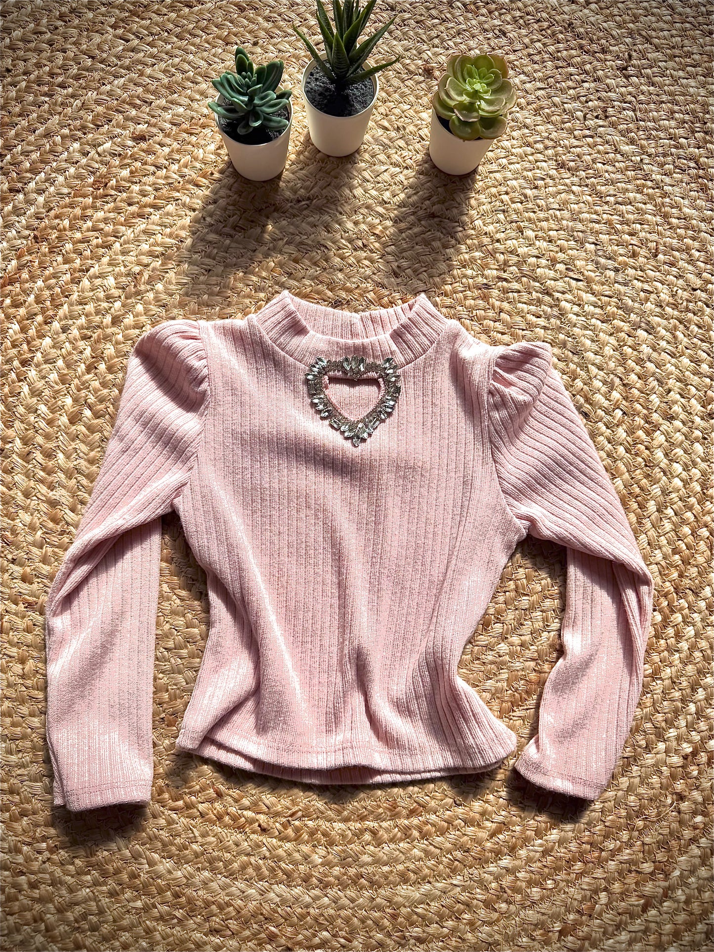 Pull fin à cœur en strass