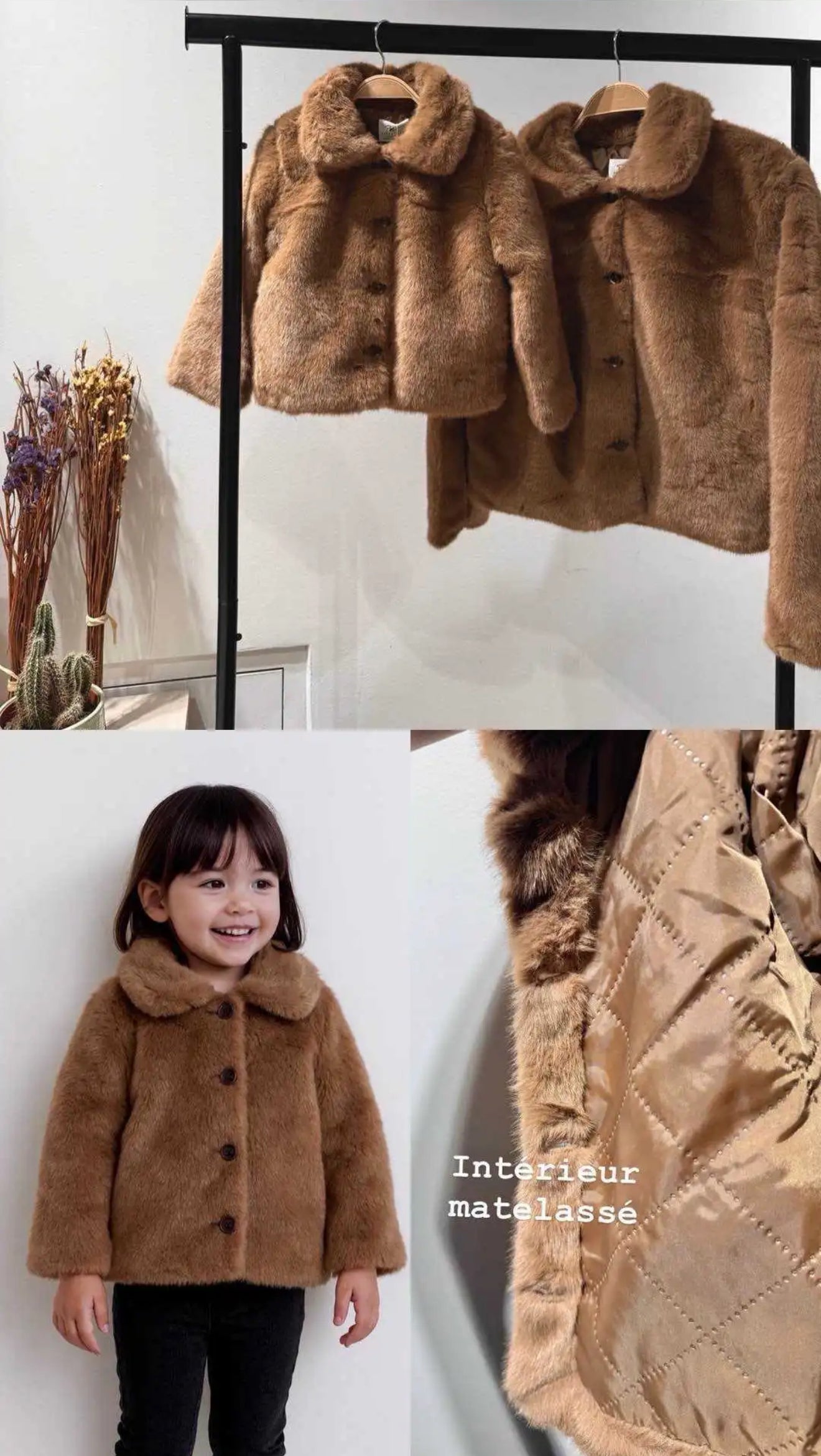 Veste fausse fourrure – Look Mère & Fille 🤎