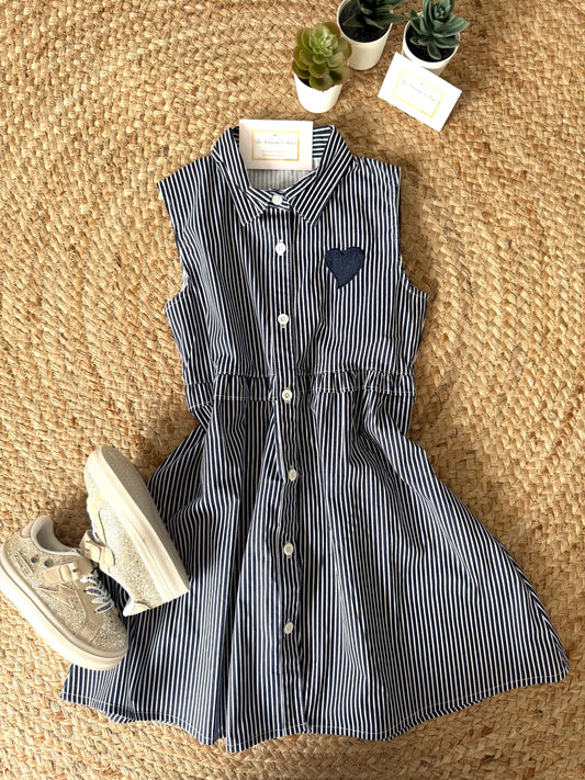 Robe Rayée Bleu Marine Cœur