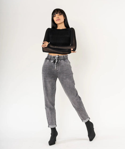 Jean jog taille élastique avec cordon