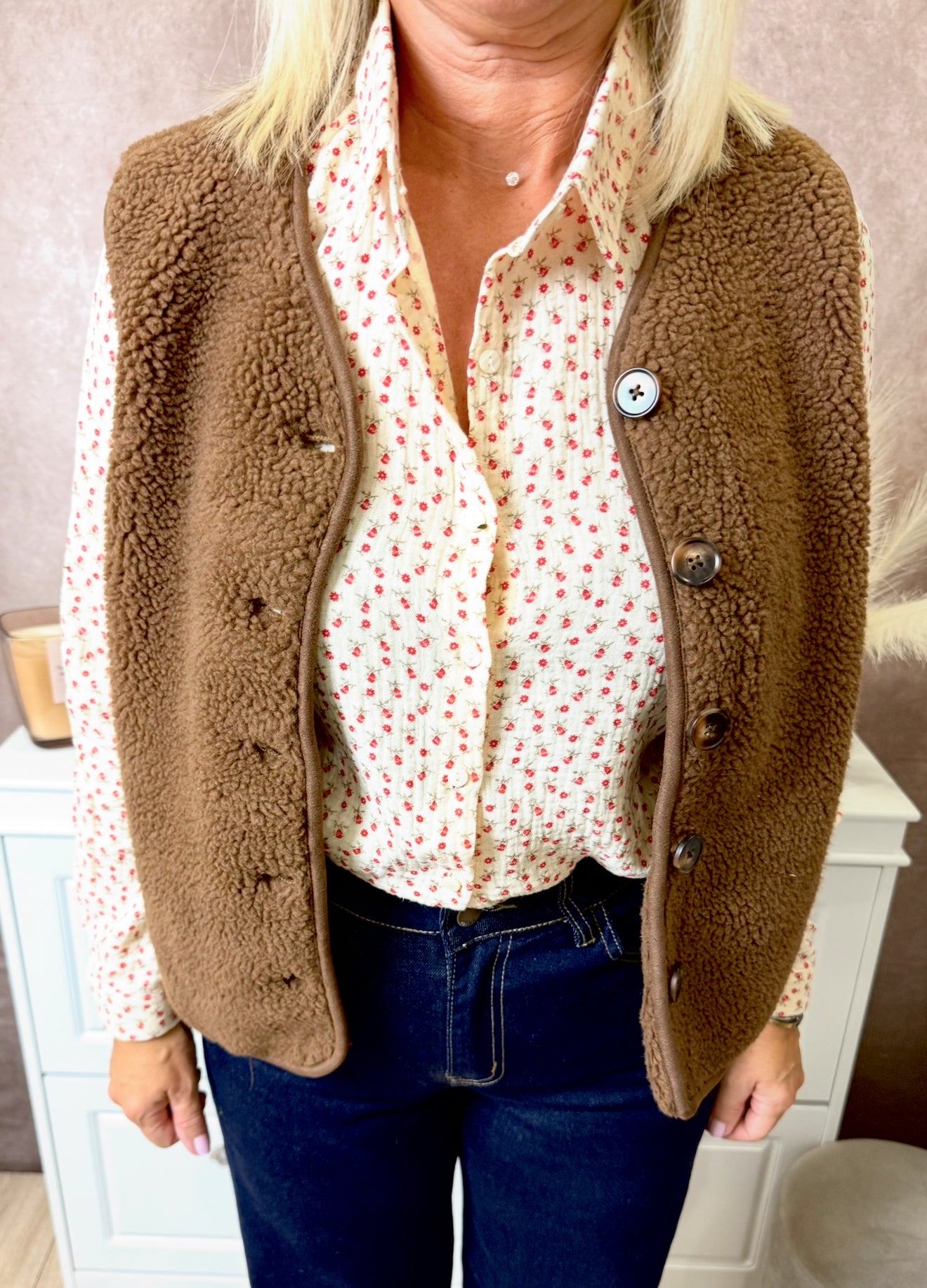 Chemise beige à petites fleurs – Look Mère & Fille 🤍✨