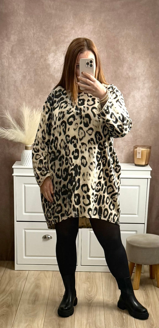 🌺 Robe imprimée 100 % coton – Taille unique (du 40 au 52)