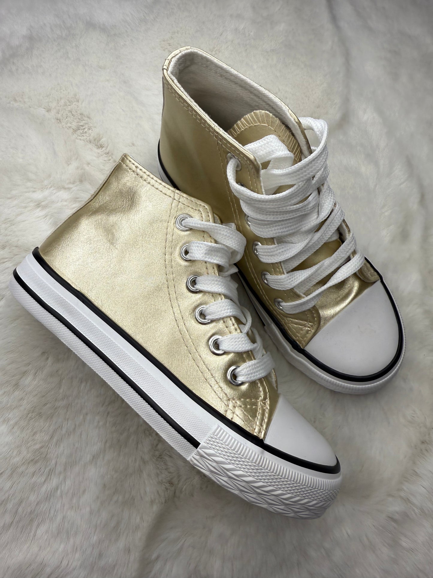 Baskets Fille Dorées à Lacets – Brille avec Style à Chaque Pas