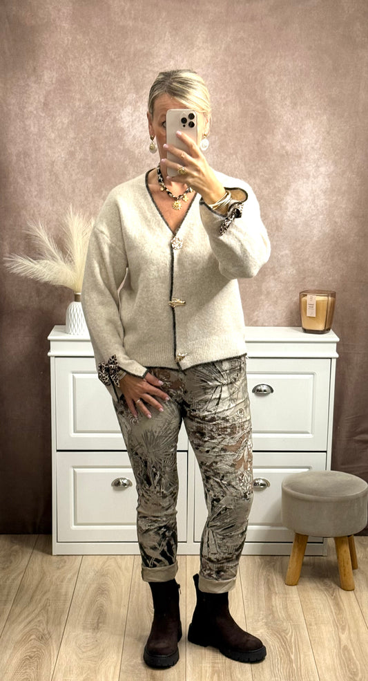 🐆 Gilet à nœud imprimé léopard – Taille unique (36 au 48)