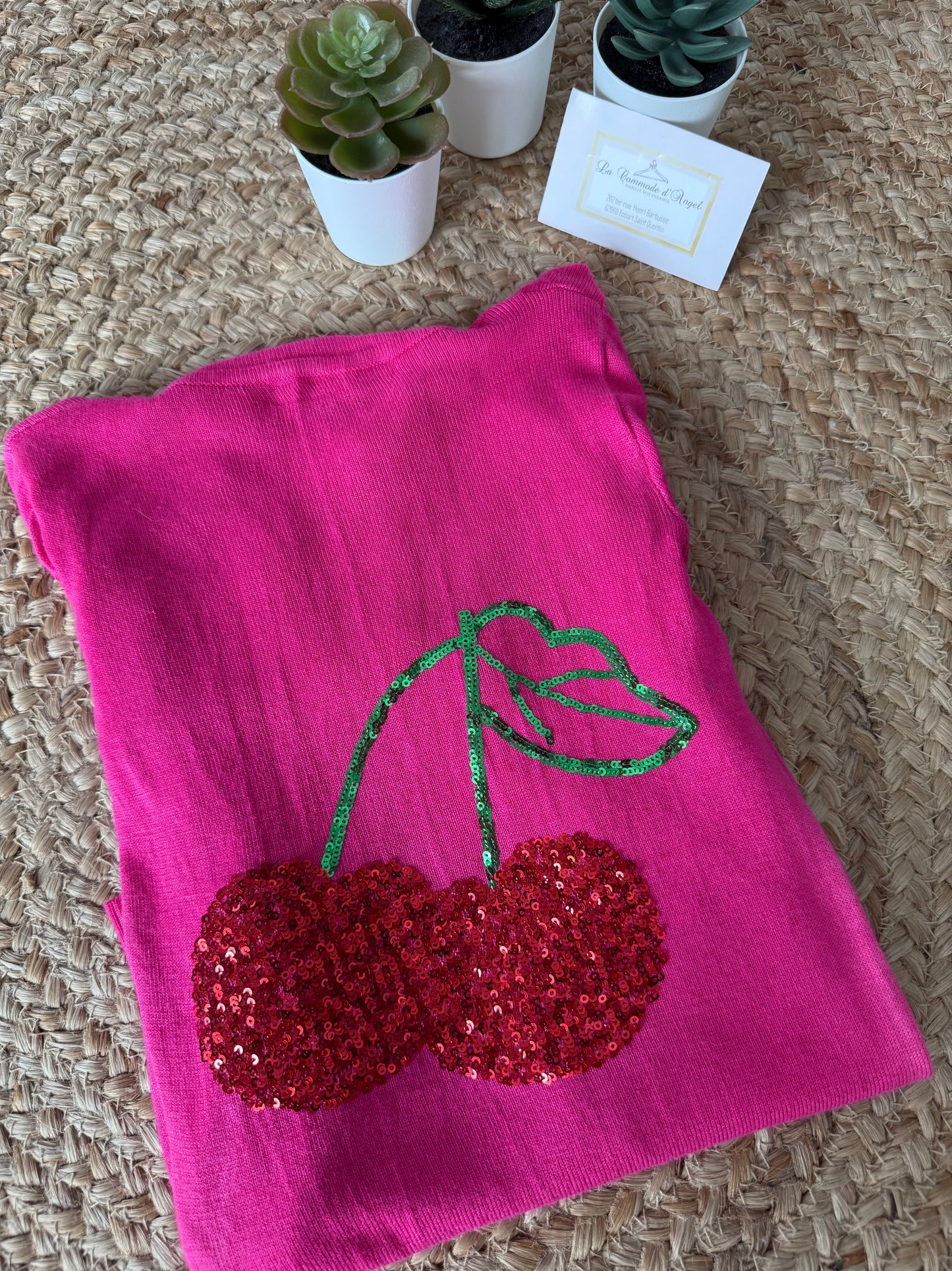 Pull Fin à Capuche Cerise