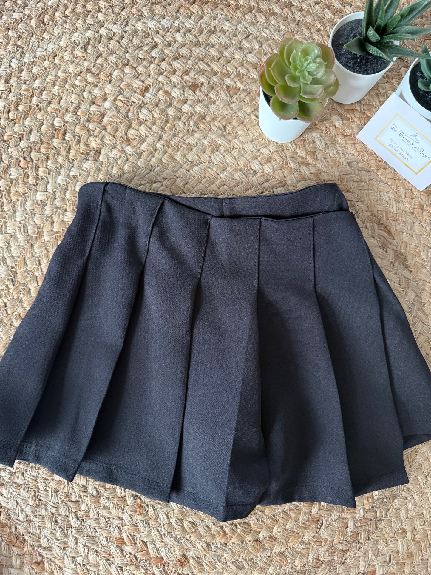 Jupe-Short Noire Plissée