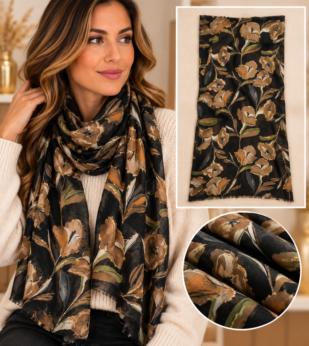 Foulard femme à motifs – Plusieurs modèles disponibles