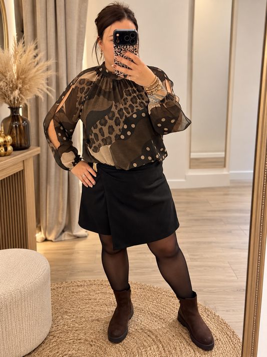 Blouse imprimée avec nœud au dos – Taille unique du 40 au 48