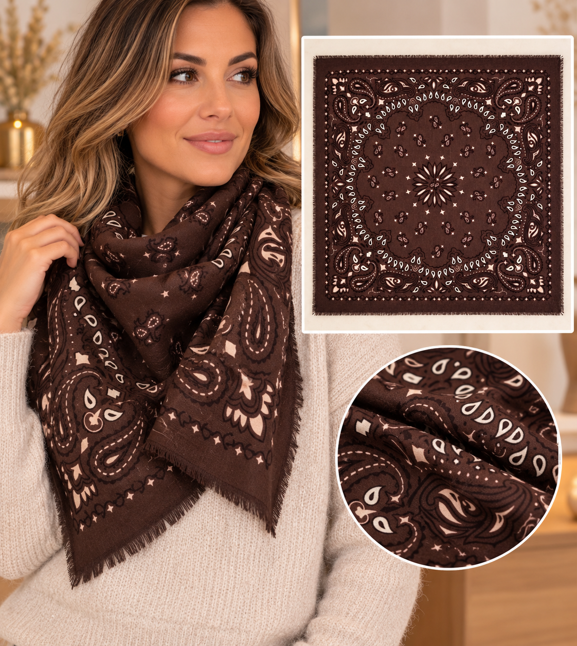 Foulard femme à motifs – Plusieurs modèles disponibles
