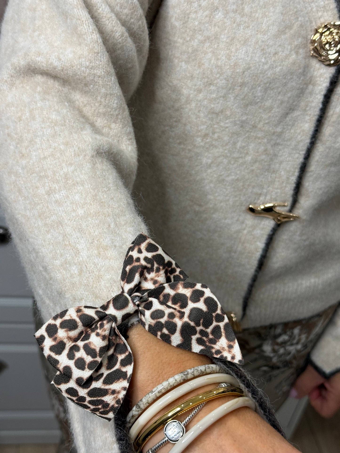 🐆 Gilet à nœud imprimé léopard – Taille unique (36 au 48)