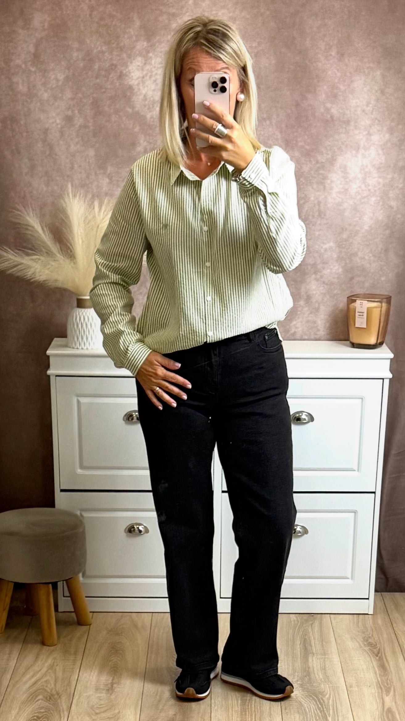 Chemise rayée verte – Look Mère & Fille 🤍✨