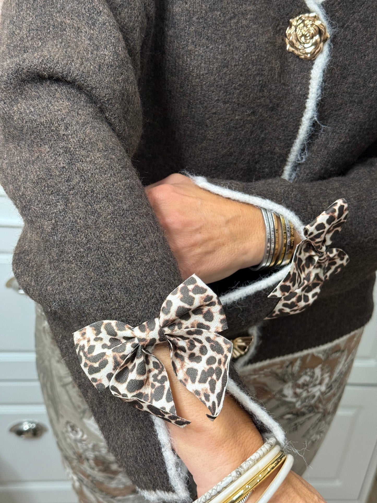 🐆 Gilet à nœud imprimé léopard – Taille unique (36 au 48)
