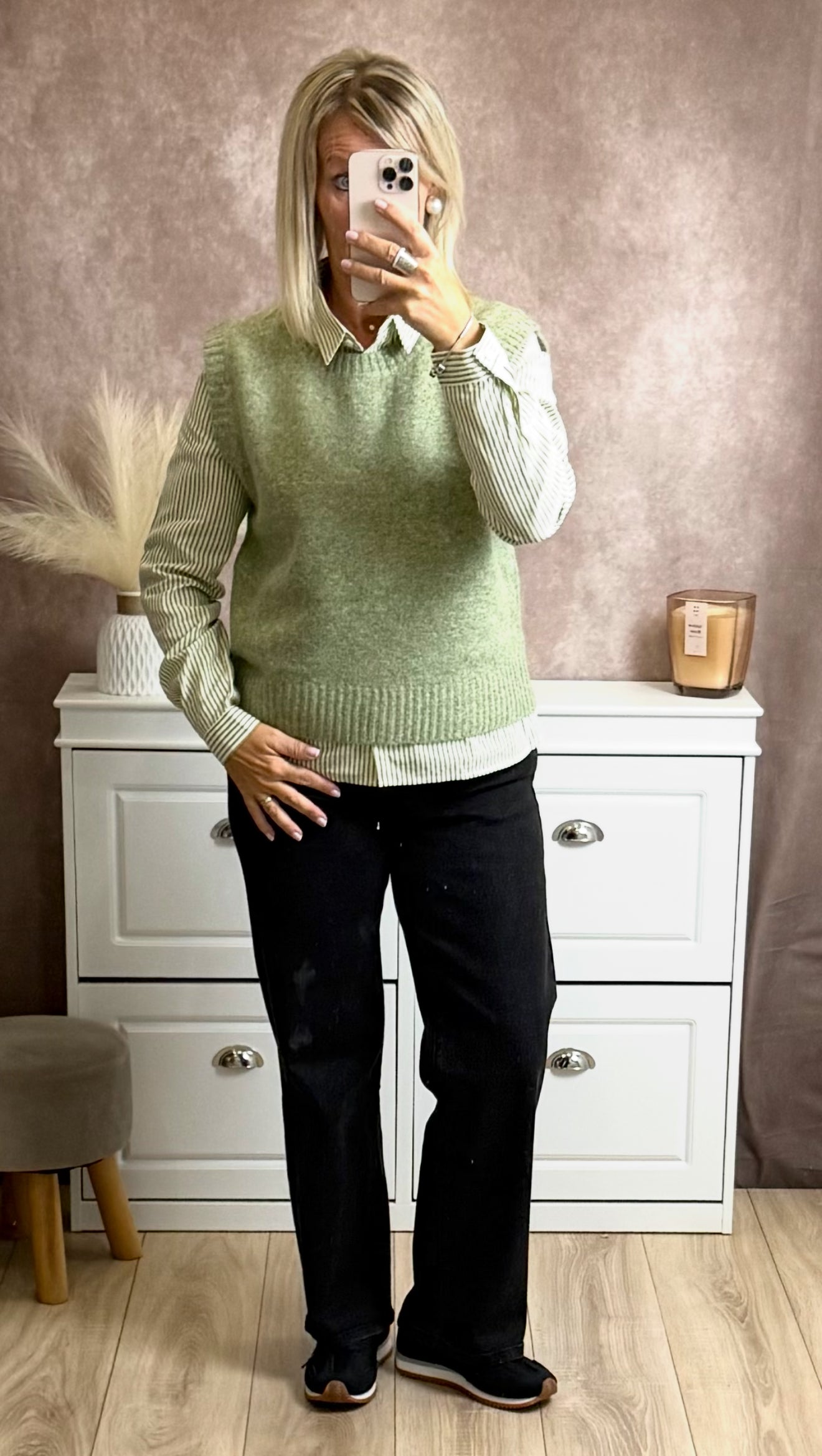 Pull sans manches vert – Look Mère & Fille 🤍✨