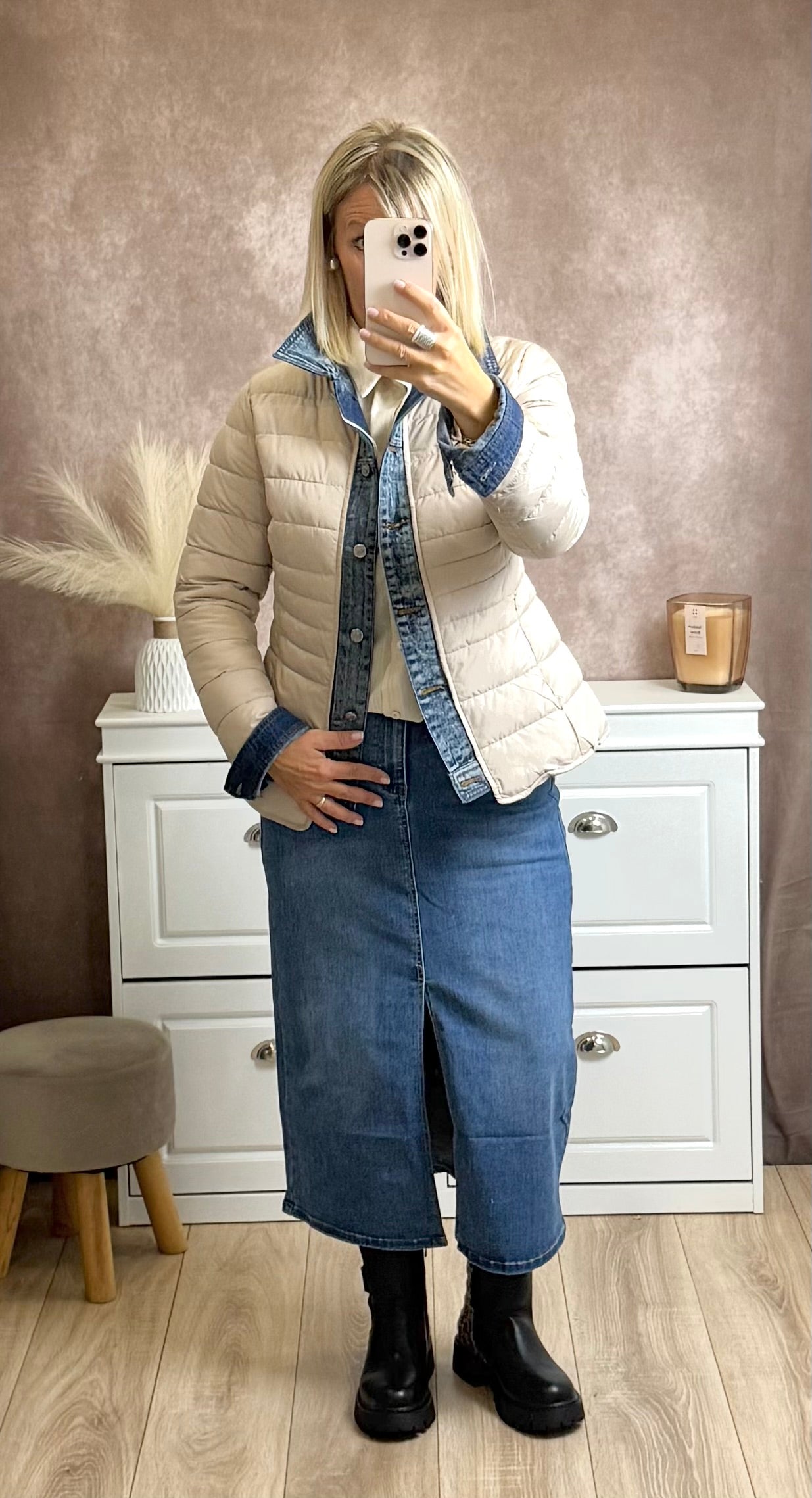 Jupe en jean extensible avec fente centrale