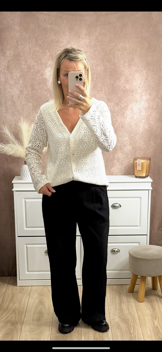 🤍 Chemisier écru femme – En crochet avec doublure