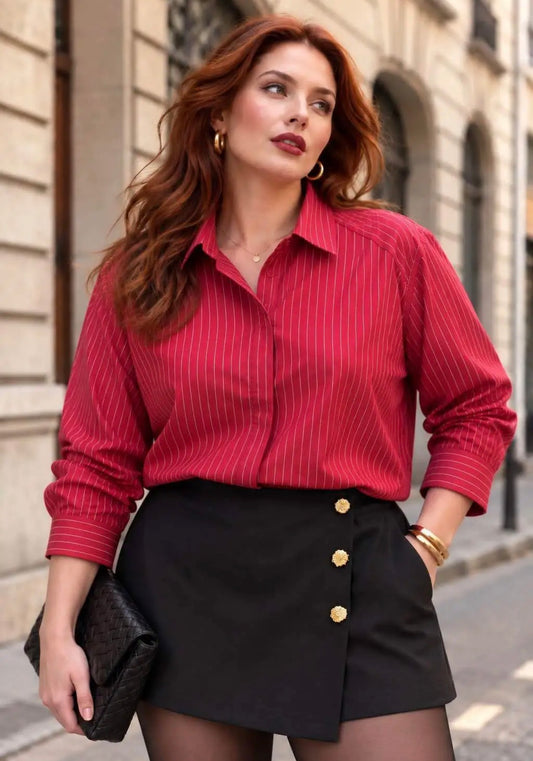 ❤️ Chemise bordeaux rayée