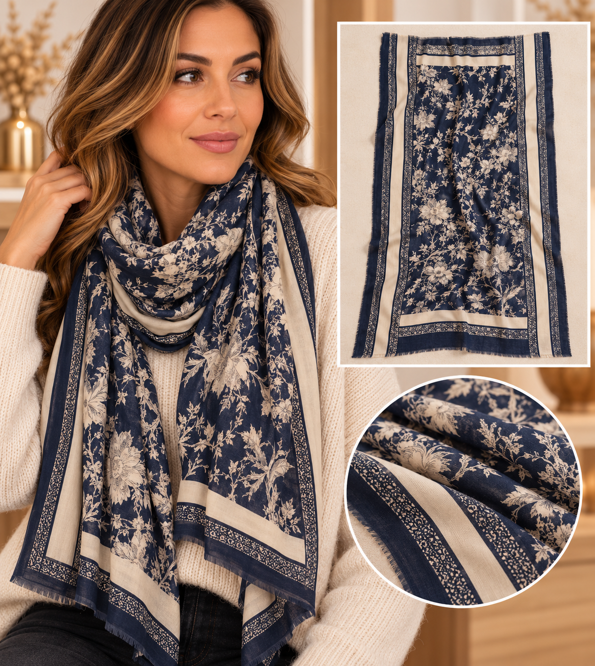 Foulard femme à motifs – Plusieurs modèles disponibles