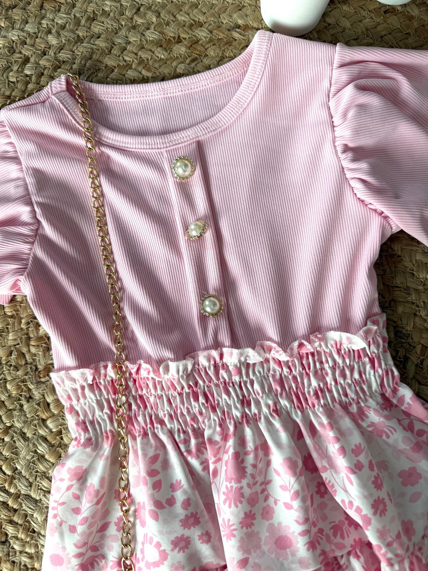 Robe Fleurie avec Sac Assorti