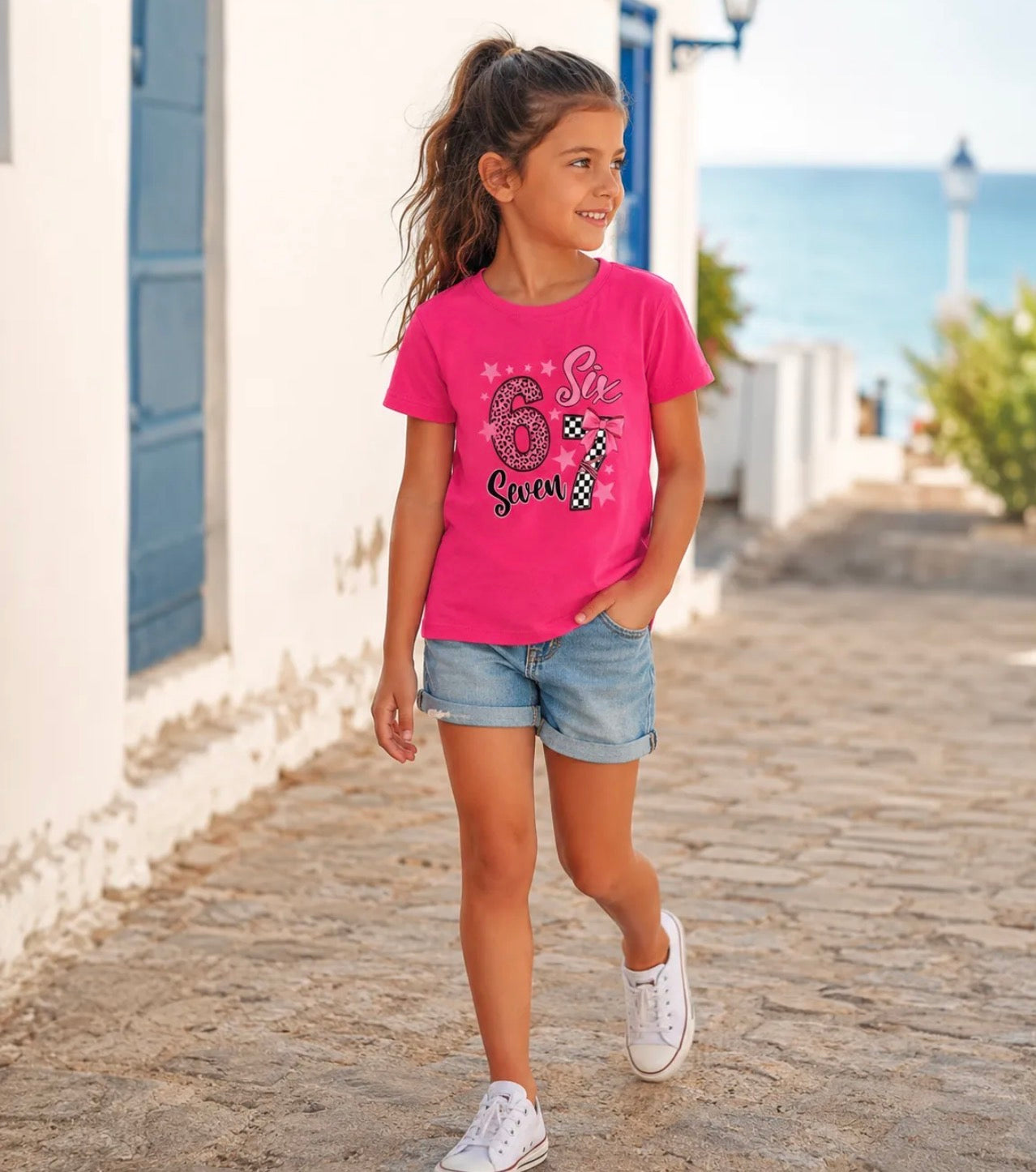 T-shirt fille Six Seven
