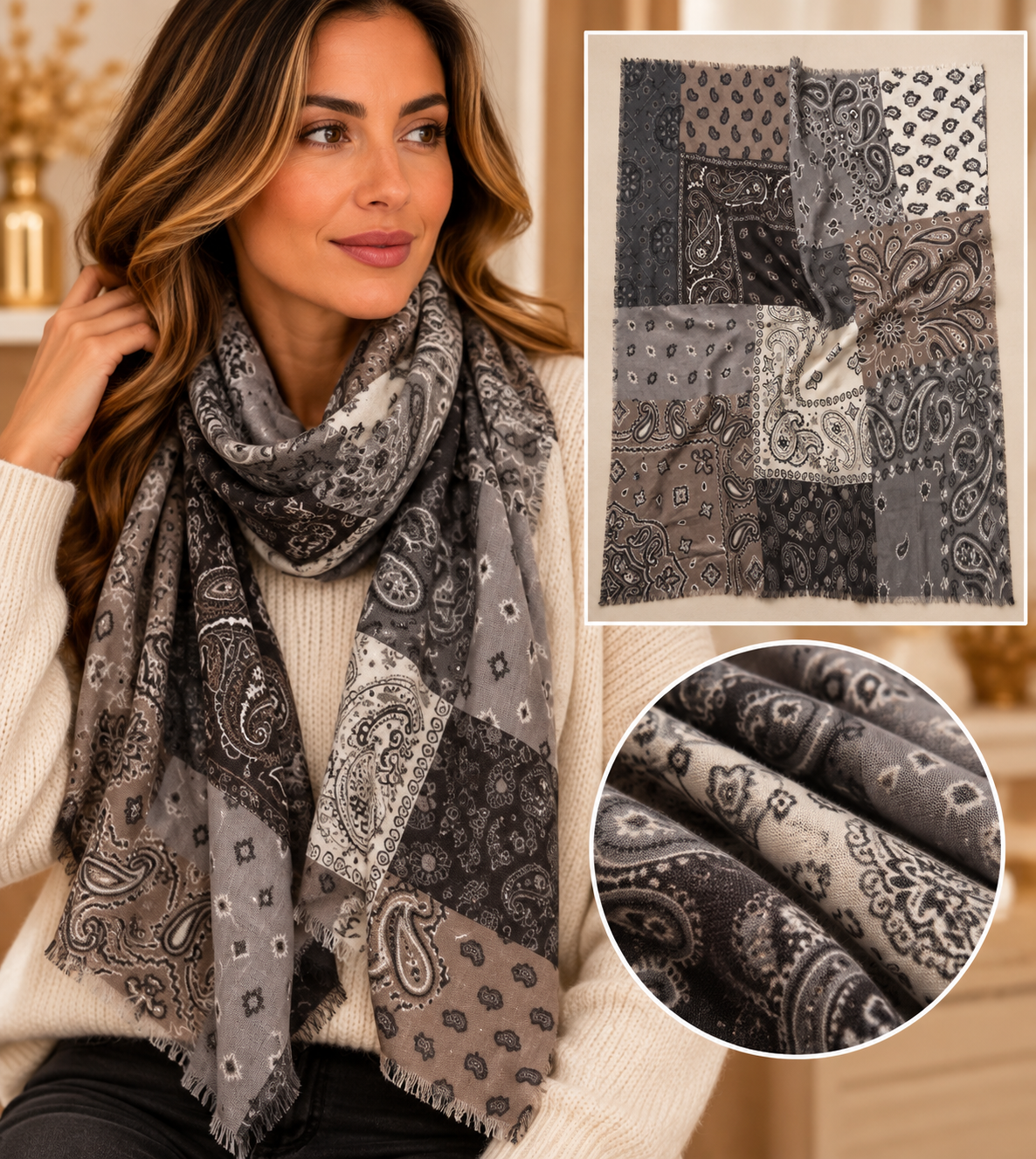 Foulard femme à motifs – Plusieurs modèles disponibles
