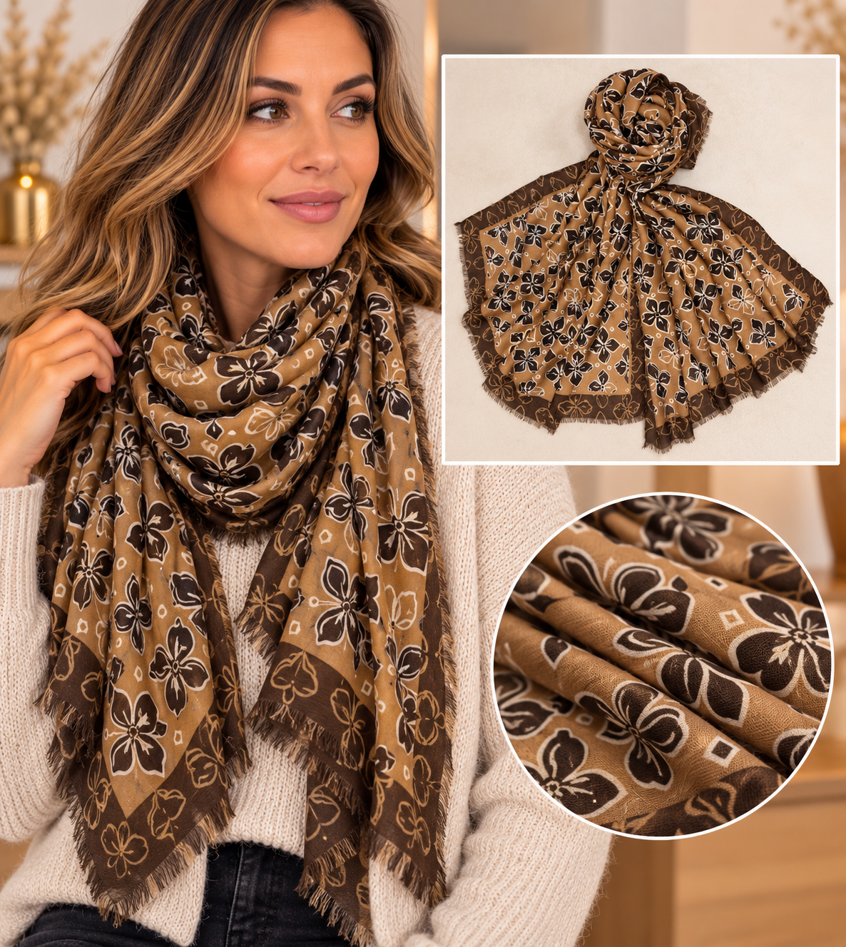 Foulard femme à motifs – Plusieurs modèles disponibles