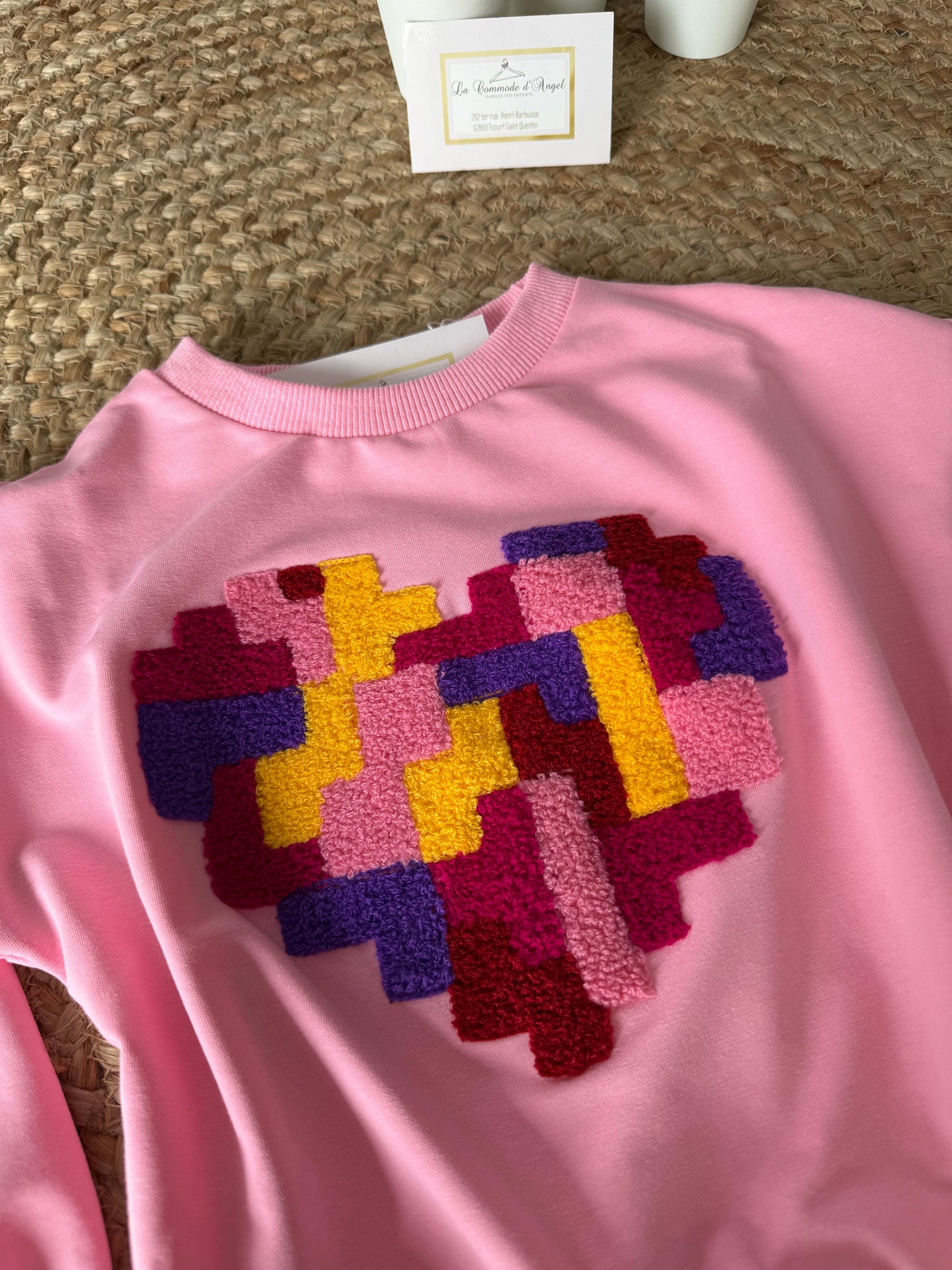 Sweat Rose Cœur Multicolore