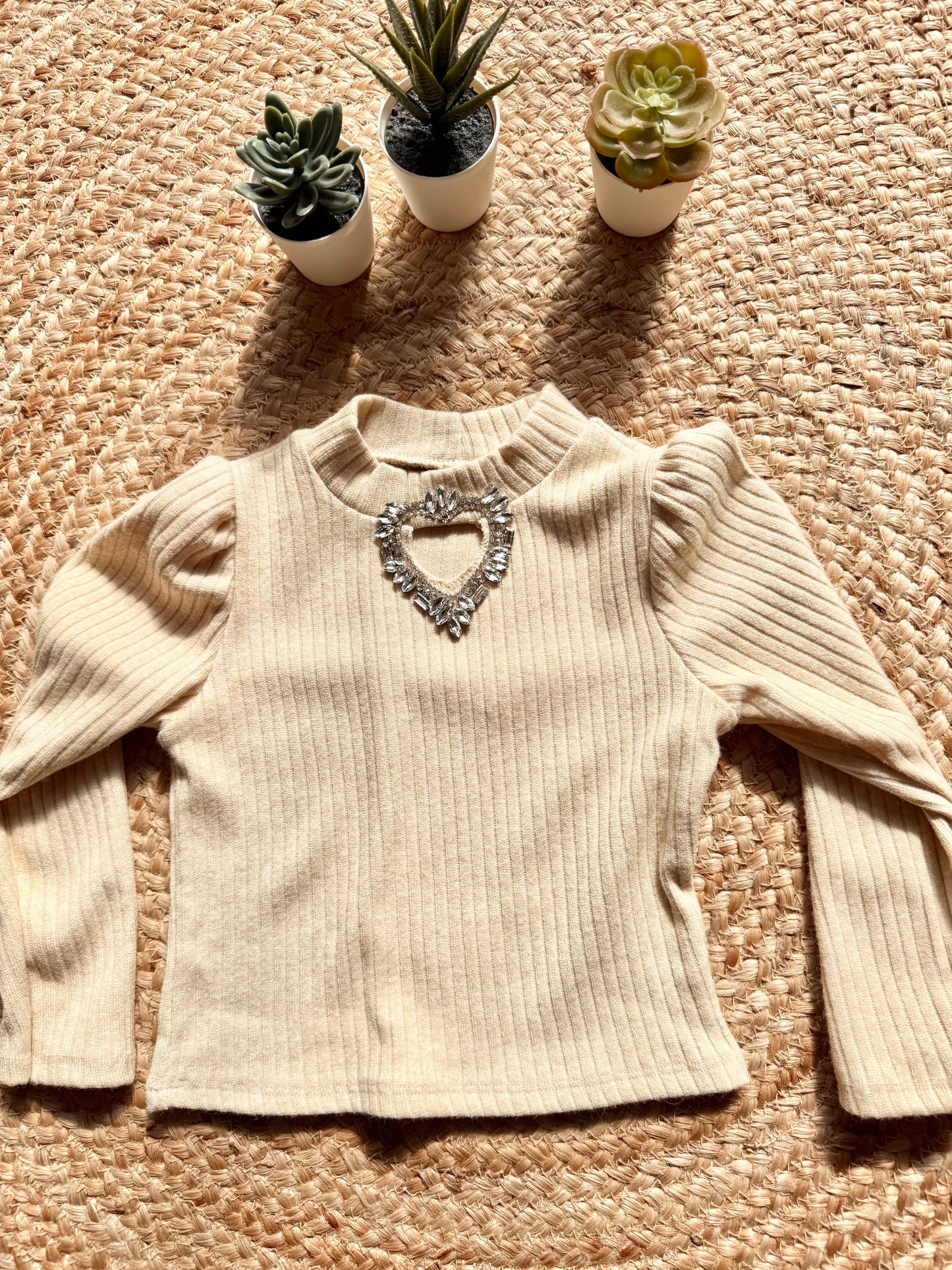 Pull fin à cœur en strass