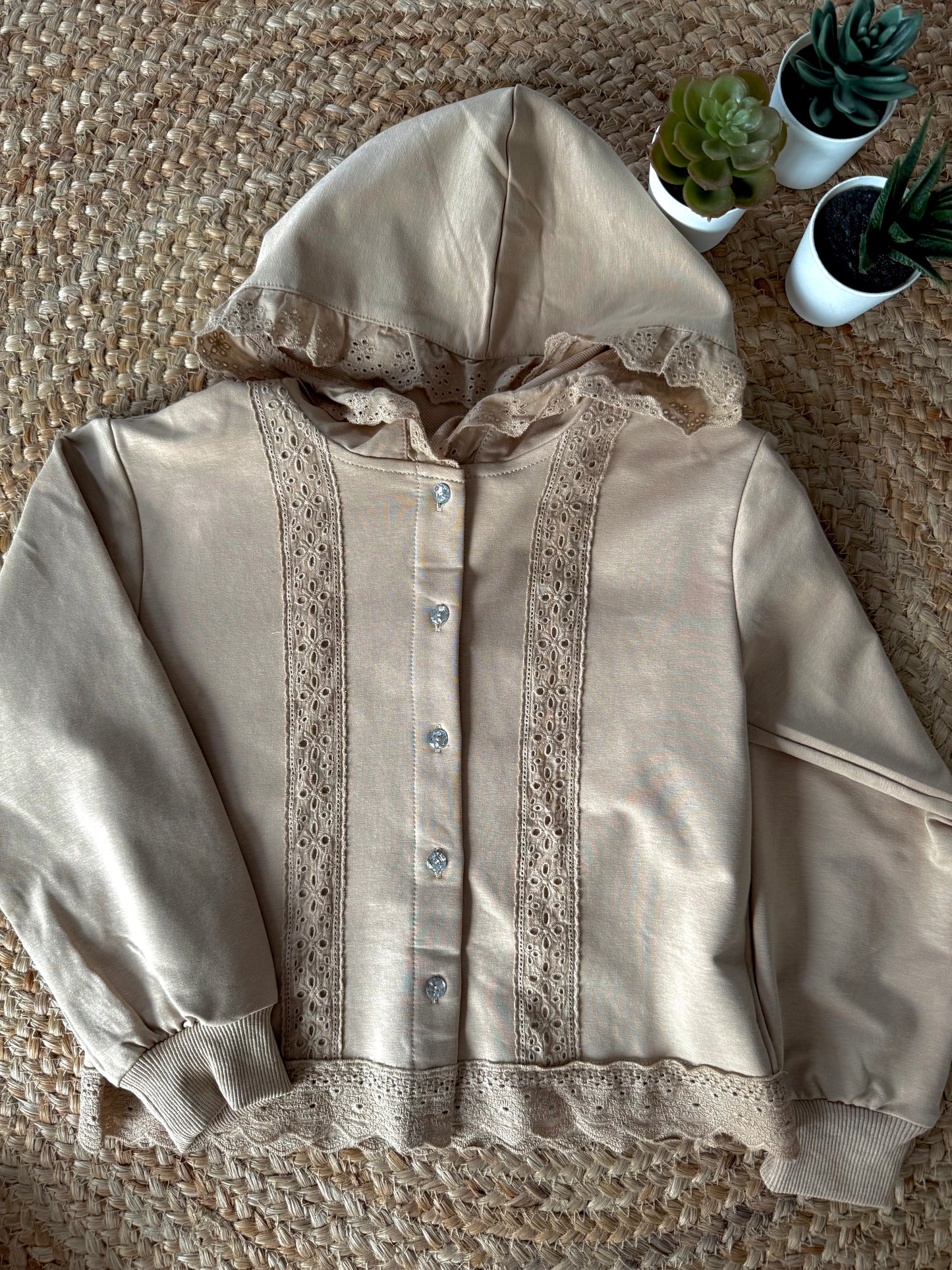 Gilet à Capuche Broderie Anglaise