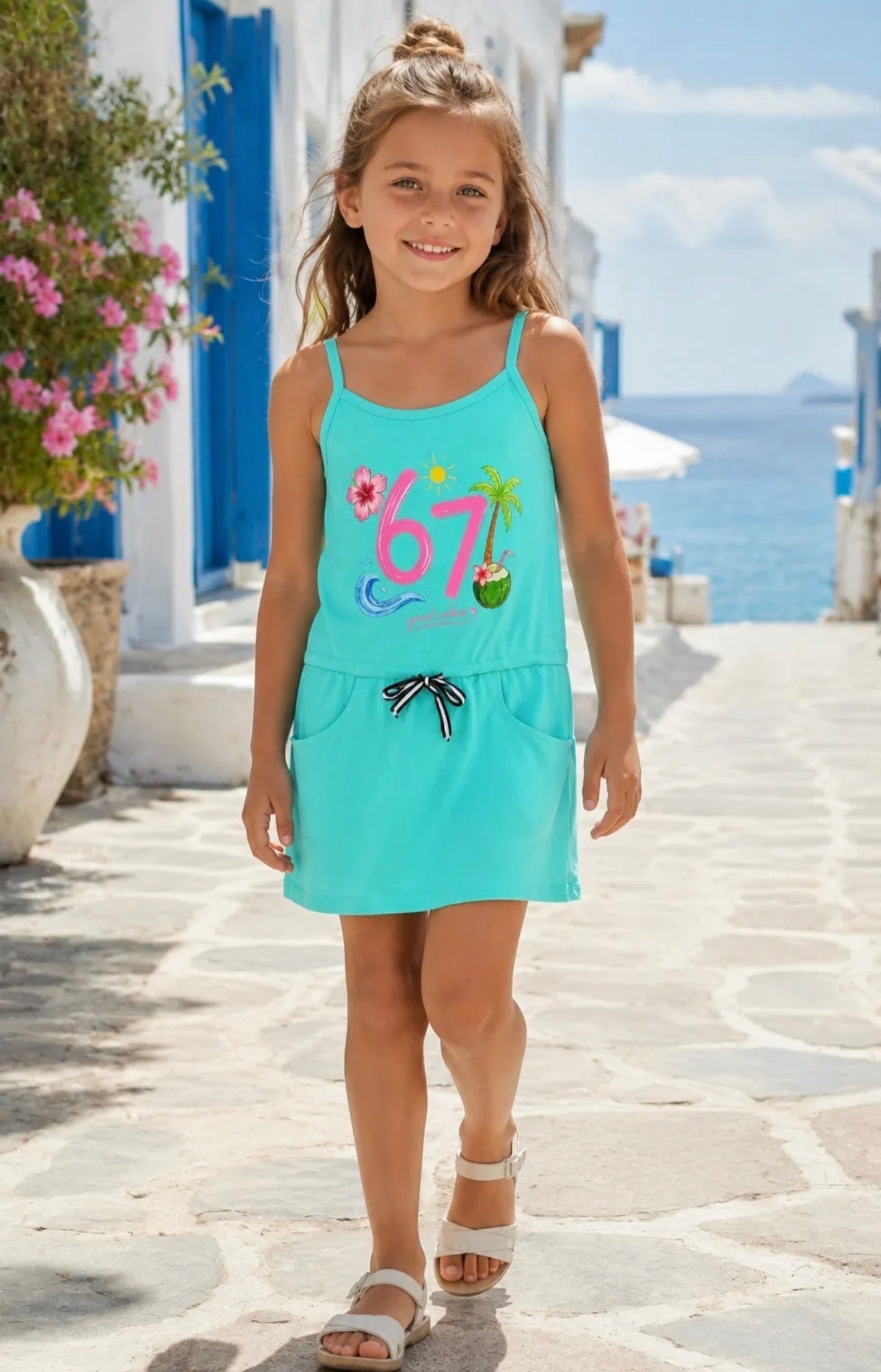 Robe fille à fines bretelles