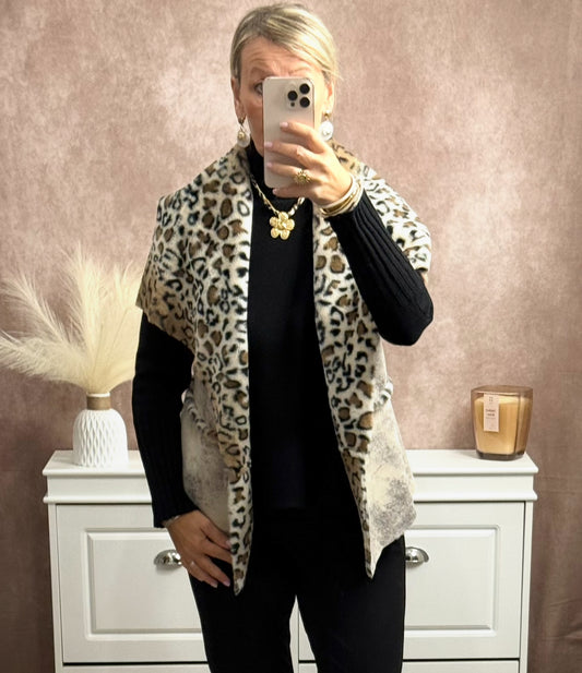 🐆 Veste sans manches femme – Intérieur doux, imprimé léopard