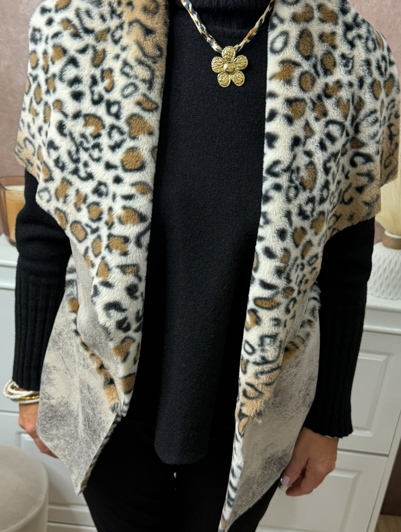 🐆 Veste sans manches femme – Intérieur doux, imprimé léopard