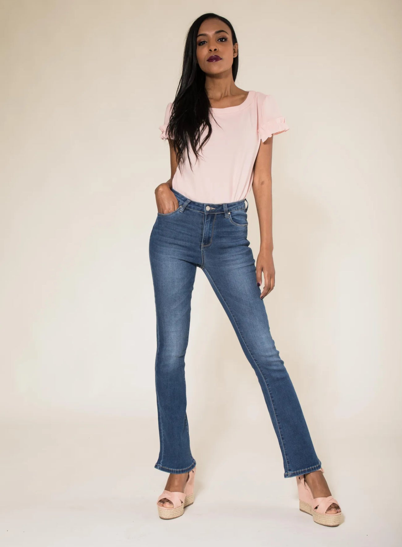 Jean Bootcut en matière extensible