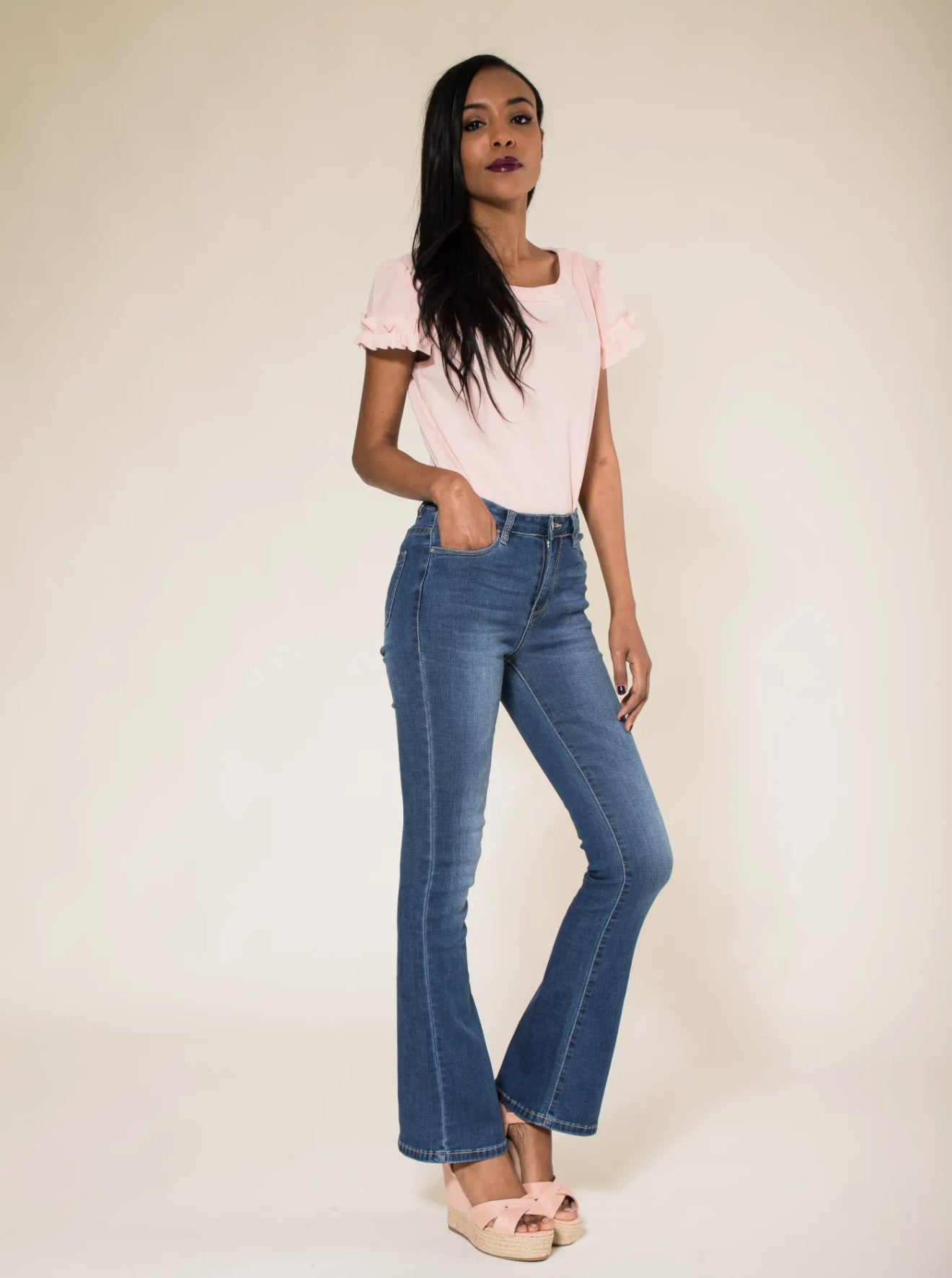 Jean Bootcut en matière extensible