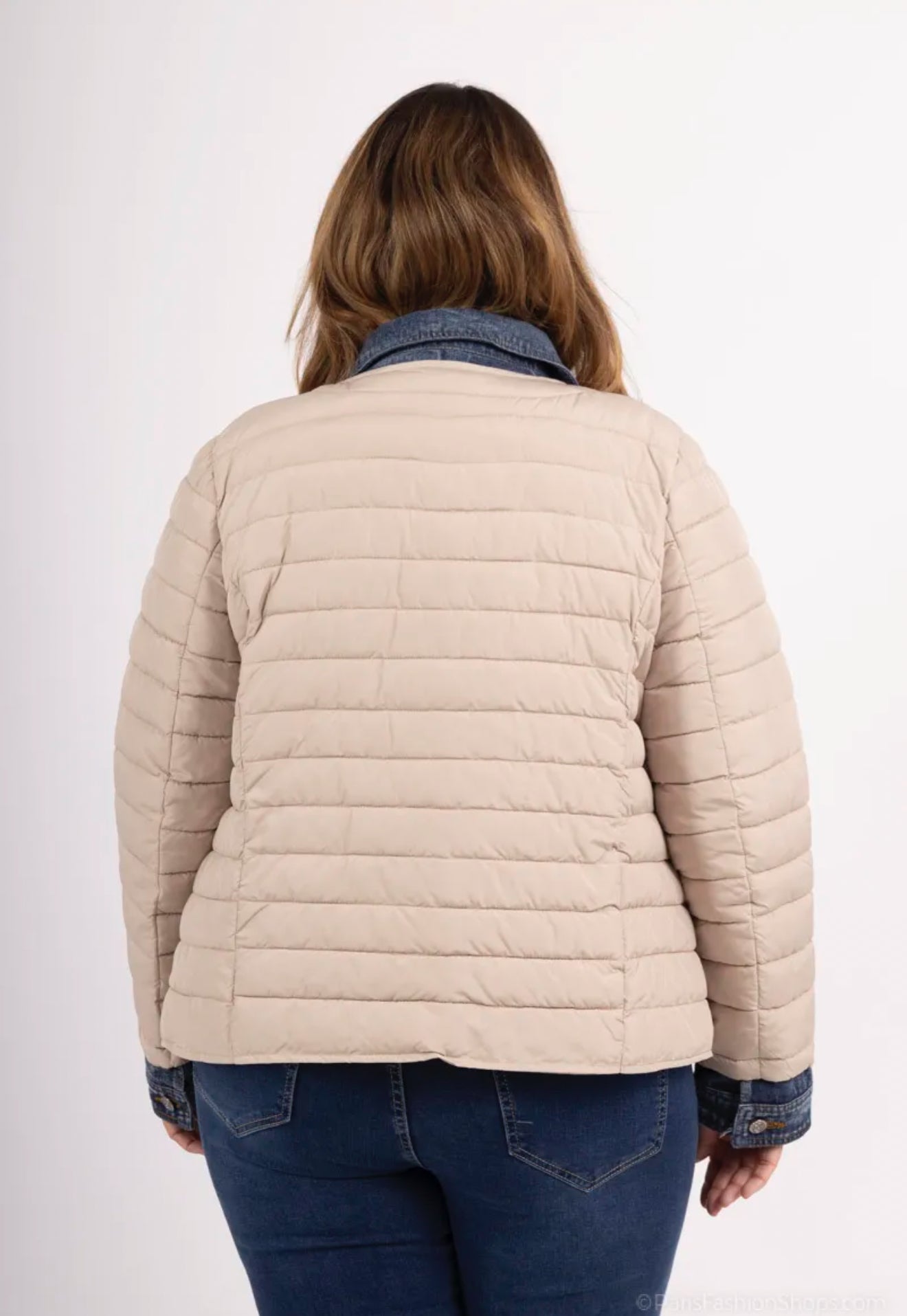 Doudoune beige à effet denim